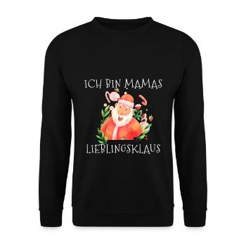 Ich bin Mamas Lieblingsklaus Weihnachtsgeschenk - Unisex Pullover - Schwarz - Vorne - Alina (178cm) & Michal (187cm)
