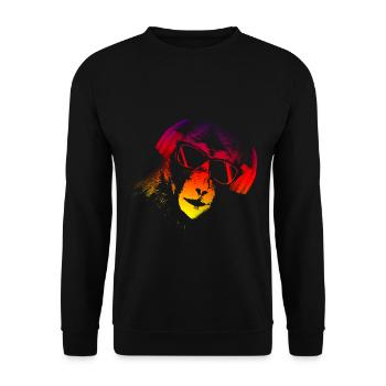 Monkey DJ mit Kopfhörer und Sonnenbrille Geschenki - Unisex Pullover - Schwarz - Vorne - Alina (178cm) & Michal (187cm)