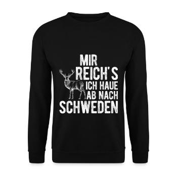 Auswandern Schweden Rente Urlaub Skandinavien Viki - Unisex Pullover - Schwarz - Vorne - Alina (178cm) & Michal (187cm)