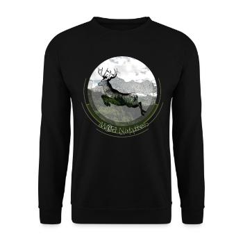 Wild Nature – Hirschmotiv für Jäger und Wanderer - Unisex Pullover - Schwarz - Vorne - Alina (178cm) & Michal (187cm)