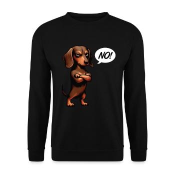 No Dackel Dackelbesitzer Dackelliebhaber Teckel - Unisex Pullover - Schwarz - Vorne - Alina (178cm) & Michal (187cm)