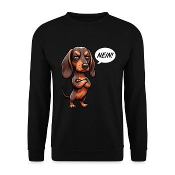 Nein Dackel Dackelbesitzer Dackelliebhaber Teckel - Unisex Pullover - Schwarz - Vorne - Alina (178cm) & Michal (187cm)