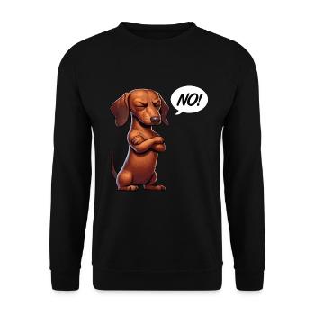No Dackel Dackelbesitzer Dackelliebhaber Teckel - Unisex Pullover - Schwarz - Vorne - Alina (178cm) & Michal (187cm)