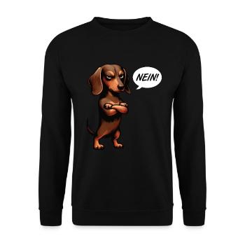 Nein Dackel Dackelbesitzer Dackelliebhaber Teckel - Unisex Pullover - Schwarz - Vorne - Alina (178cm) & Michal (187cm)