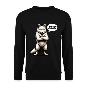 Nein Weißer Schäferhund Schäferhund Schäferhunde - Unisex Pullover - Schwarz - Vorne - Alina (178cm) & Michal (187cm)