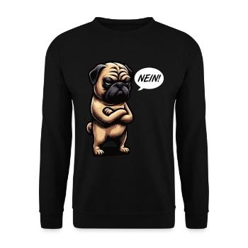 Nein Mops Möpse Mopsbesitzer Mopsliebhaber Mopsfan - Unisex Pullover - Schwarz - Vorne - Alina (178cm) & Michal (187cm)
