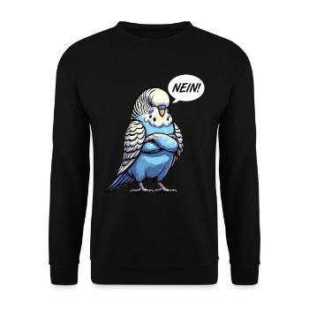 Nein Wellensittich Wellensittiche Welli Wellis - Unisex Pullover - Schwarz - Vorne - Alina (178cm) & Michal (187cm)