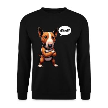 Nein Miniatur Bullterrier Bully Bullterrierhalter - Unisex Pullover - Schwarz - Vorne - Alina (178cm) & Michal (187cm)