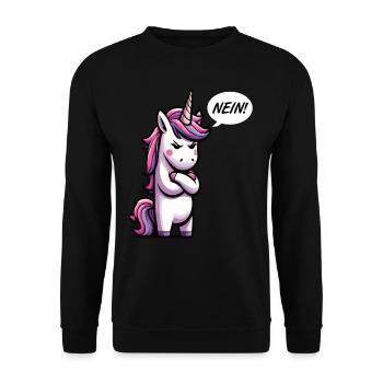 Nein Einhorn Einhörner Einhornfan Einhornliebhaber - Unisex Pullover - Schwarz - Vorne - Alina (178cm) & Michal (187cm)