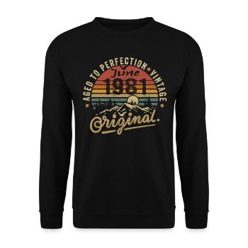 Anniversaire Juin 1981 Juin 1981 Juin 1981 - Sweat-shirt Unisexe - noir - Devant - Alina (178cm) & Michal (187cm)