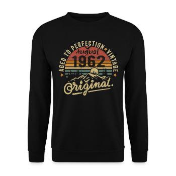 Anniversaire 1962 Millésime Août 1962 Cadeau 1962 - Sweat-shirt Unisexe - noir - Devant - Alina (178cm) & Michal (187cm)