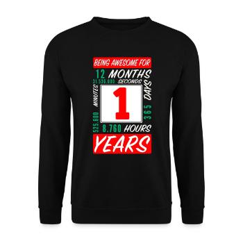Enfants 1 Années Anniversaire Mois Heures - Sweat-shirt Unisexe - noir - Devant - Alina (178cm) & Michal (187cm)
