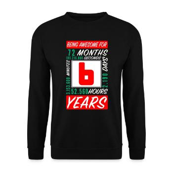 Enfants 6 Années Anniversaire Mois Heures - Sweat-shirt Unisexe - noir - Devant - Alina (178cm) & Michal (187cm)