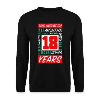 Teenager 18 Years Birthday Months Hours - Unisex Sweatshirt - black - Front - Alina (178cm) & Michal (187cm)
