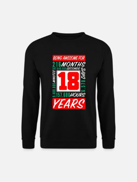 Teenager 18 Jahre Geburtstag Monate Stunden - Unisex Pullover - Schwarz