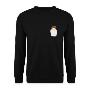 Hamster in Brusttasche - Unisex Pullover - Schwarz - Vorne - Alina (178cm) & Michal (187cm)