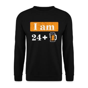 Ich bin 24 plus Bier 25. Geburtstag - Unisex Pullover - Schwarz - Vorne - Alina (178cm) & Michal (187cm)