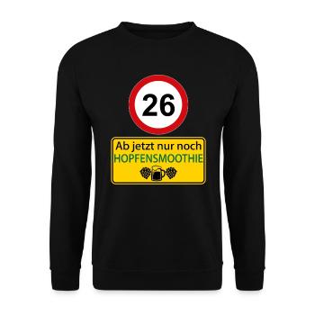 26 Ab jetzt nur noch Hopfensmoothie - Unisex Pullover - Schwarz - Vorne - Alina (178cm) & Michal (187cm)