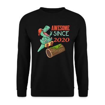 Dino Skater Geburtstag 2020 - Unisex Pullover - Schwarz - Vorne - Alina (178cm) & Michal (187cm)