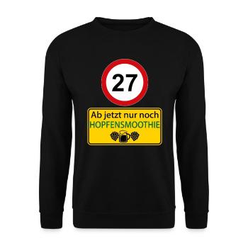 27 Ab jetzt nur noch Hopfensmoothie - Unisex Pullover - Schwarz - Vorne - Alina (178cm) & Michal (187cm)