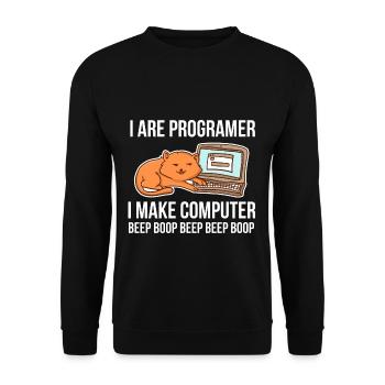 Programmer chat humor for coders and - Unisex Sweatshirt - black - Front - Alina (178cm) & Michal (187cm)