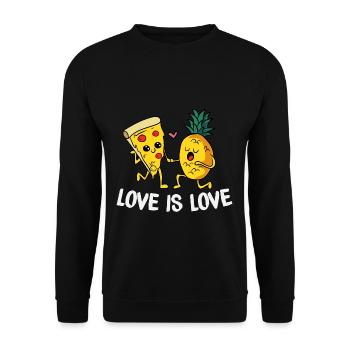 Love Is Love Cute Pineapple Pizza LGBTQ Pride - Unisex Pullover - Schwarz - Vorne - Alina (178cm) & Michal (187cm)