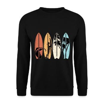 Surfer Gift Vintage Surfing Surfboard Beach - Unisex Sweatshirt - black - Front - Alina (178cm) & Michal (187cm)