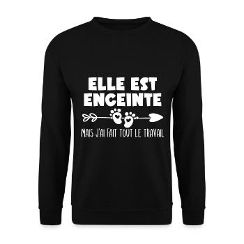 Nouveau Bientot Papa Futur Père Annonce Grossesse - Sweat-shirt Unisexe - noir - Devant - Alina (178cm) & Michal (187cm)