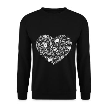 Heart of instruments for musicians and music teachers - Unisex Sweatshirt - black - Front - Alina (178cm) & Michal (187cm)