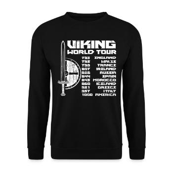 Viking World Tour | Walhalla Krieger Raubzug Odin - Unisex Pullover - Schwarz - Vorne - Alina (178cm) & Michal (187cm)