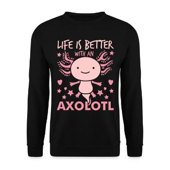 Axolotl - Sweat-shirt Unisexe - noir - Devant - Alina (178cm) & Michal (187cm)