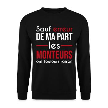 Toujours raison | cadeau pour monteur - Sweat-shirt Unisexe - noir - Devant - Alina (178cm) & Michal (187cm)