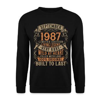 Septembre 1987 Anniversaire de naissance - Sweat-shirt Unisexe - noir - Devant - Alina (178cm) & Michal (187cm)