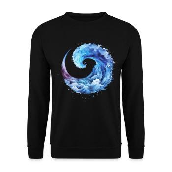 Vague bleue, eau, surf, mer, été, vagues - Sweat-shirt Unisexe - noir - Devant - Alina (178cm) & Michal (187cm)