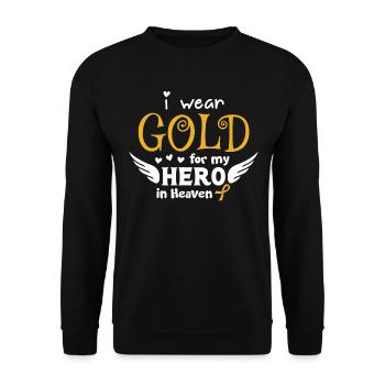 Ich trage Gold für meinen Helden im Himmel - Unisex Pullover - Schwarz - Vorne - Alina (178cm) & Michal (187cm)