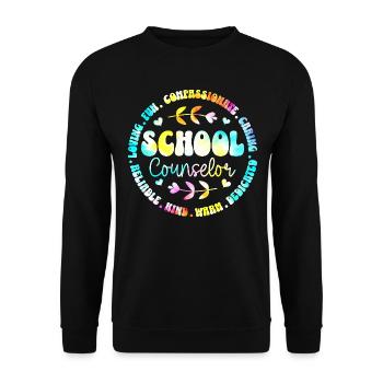 Tie Dye School Board Schulberater - Unisex Pullover - Schwarz - Vorne - Alina (178cm) & Michal (187cm)