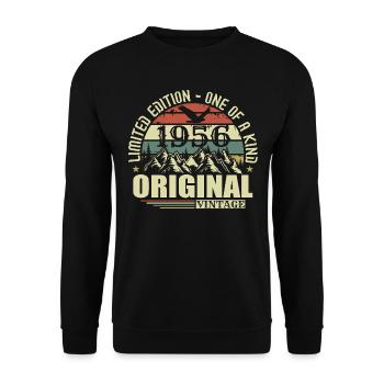 Original 1956 Vintage Rétro Vintage 1956 Né - Sweat-shirt Unisexe - noir - Devant - Alina (178cm) & Michal (187cm)