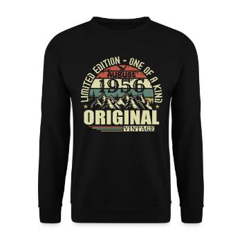 August 1956 birthday august 1956 vintage August - Unisex Sweatshirt - black - Front - Alina (178cm) & Michal (187cm)