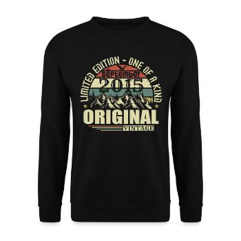 September 2015 Vintage September 2015 Birthday - Unisex Sweatshirt - black - Front - Alina (178cm) & Michal (187cm)