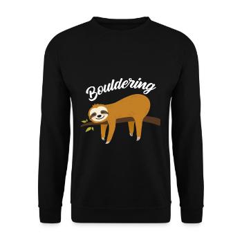 Boulder Fun Sloth T-Shirt I Climbing Rock - Unisex Sweatshirt - black - Front - Alina (178cm) & Michal (187cm)
