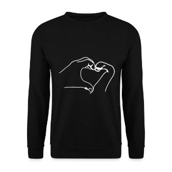 Katzenpfote Hand Herz - Unisex Pullover - Schwarz - Vorne - Alina (178cm) & Michal (187cm)