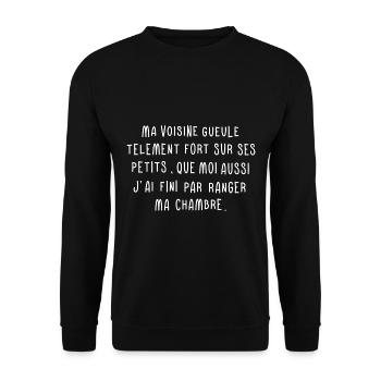 Humorous text for my neighbor - Unisex Sweatshirt - black - Front - Alina (178cm) & Michal (187cm)
