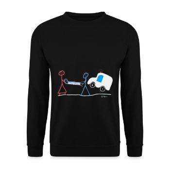 Rescue paramedic stick figure, quick help - Unisex Sweatshirt - black - Front - Alina (178cm) & Michal (187cm)