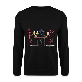 Miteinander Diskutieren Strichmännchen, reden - Unisex Pullover - Schwarz - Vorne - Alina (178cm) & Michal (187cm)