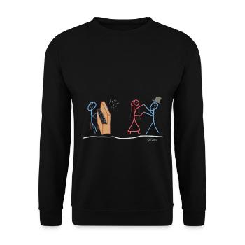 Klavier Strichmännchen, Frau Mann Musik Paar Tanz - Unisex Pullover - Schwarz - Vorne - Alina (178cm) & Michal (187cm)