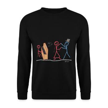 Klavier Strichmännnchen, Tanzpartner heiraten - Unisex Pullover - Schwarz - Vorne - Alina (178cm) & Michal (187cm)