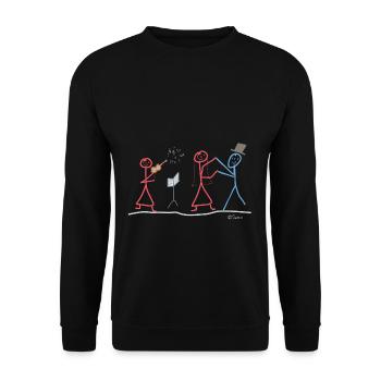 Strichmännnchen Geige Musik Ehepaar tanzen spiel - Unisex Pullover - Schwarz - Vorne - Alina (178cm) & Michal (187cm)