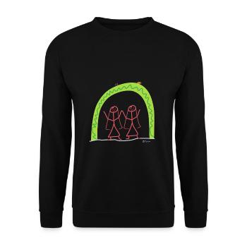 Homo Ehe Strichmännchen Gleichgeschlechtlich leben - Unisex Pullover - Schwarz - Vorne - Alina (178cm) & Michal (187cm)