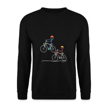 Stick Figure Cyclists, Bike Bike Doing Sport - Unisex Sweatshirt - black - Front - Alina (178cm) & Michal (187cm)