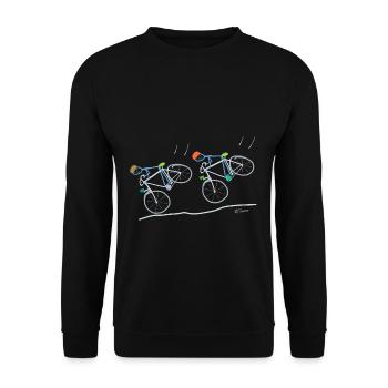 Road bike bicycle driving, funny stickman - Unisex Sweatshirt - black - Front - Alina (178cm) & Michal (187cm)